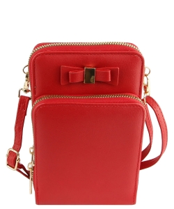 Fashion Bow Crossbody Bag Cell Phone Purse LMS205 RED